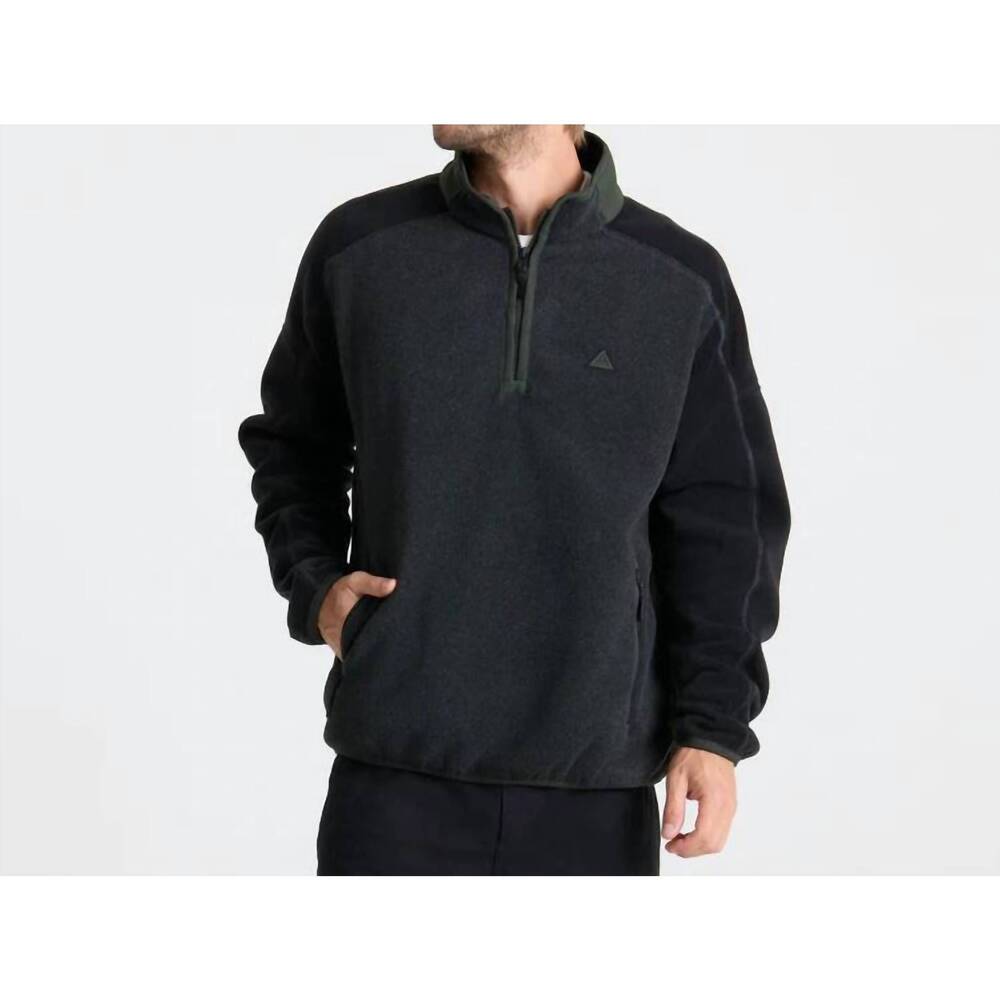 NEW ROARK campover fleece mock neck jacket in onyx